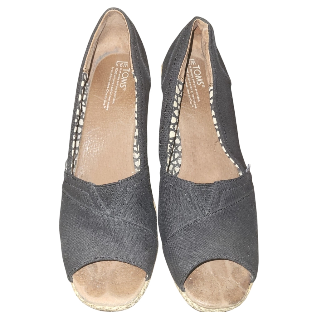 Toms Wedge Espadrillas Black sz 9.5